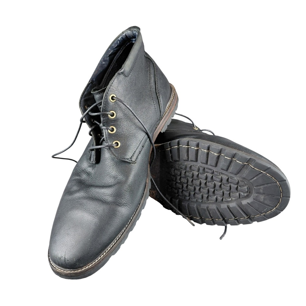 Cole Haan Kennedy Chukka Boots Mens 11M‎ Black Leather Lace Up Lug Sole C28338